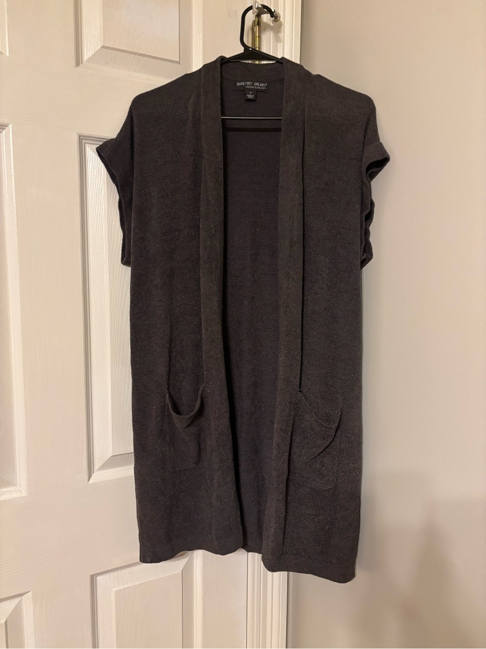 Barefoot Dreams CozyChic Ultra Lite Sleeveless Long Cardigan in Charcoal Size M
